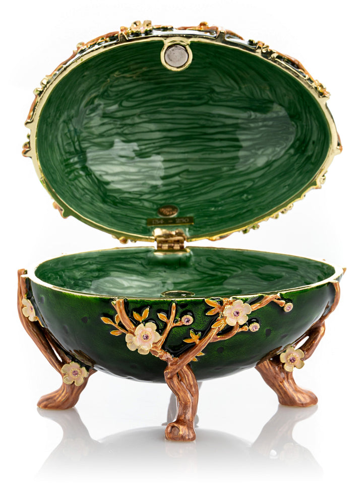 Handcrafted Fabergé-Inspired Egg Box, Luxe Apple Blossoms