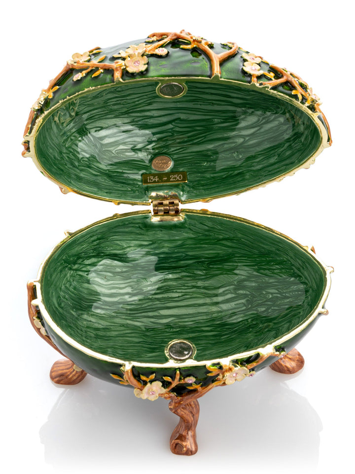 Handcrafted Fabergé-Inspired Egg Box, Luxe Apple Blossoms