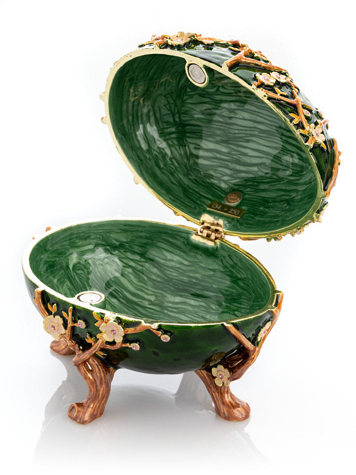 Handcrafted Fabergé-Inspired Egg Box, Luxe Apple Blossoms