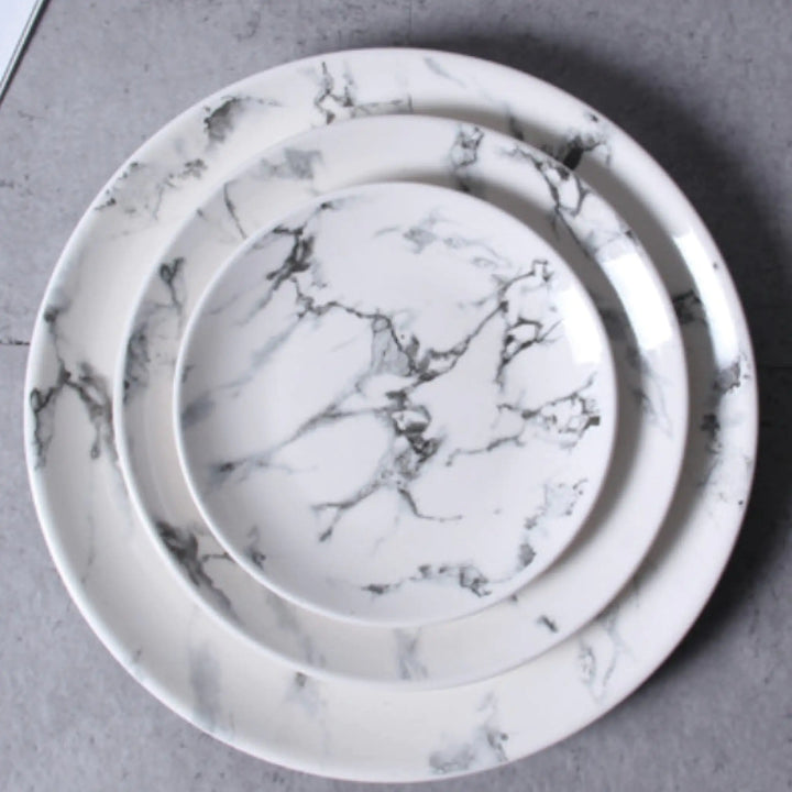 Ceramic Round 6" Plate, Marble Effect