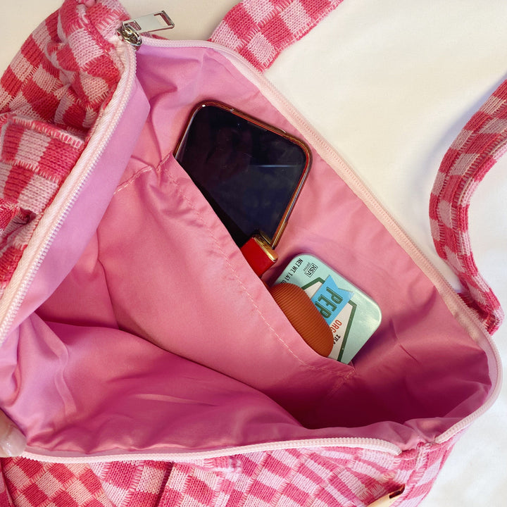 Zipped Tote Bag, Checkered