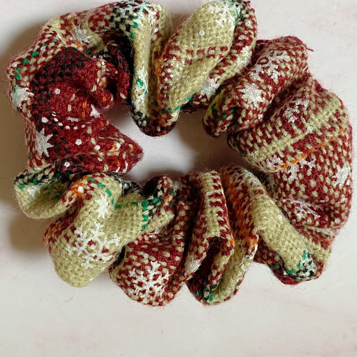 Holiday Plaid Scrunchies, Set of 4