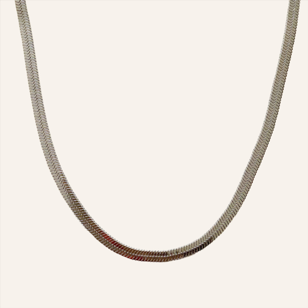 Polished Herringbone Chain, 18K Gold Stainless Steel