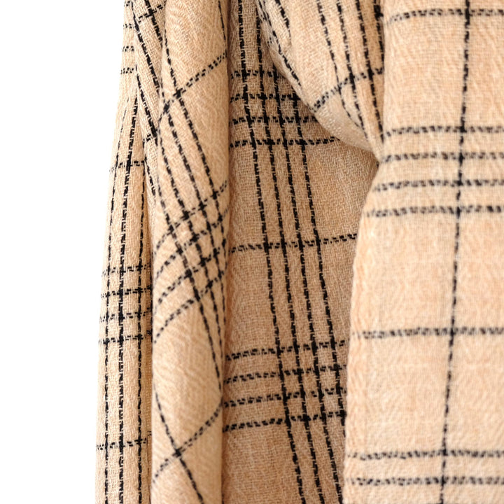 Cashmere Scarf, Beige Grid