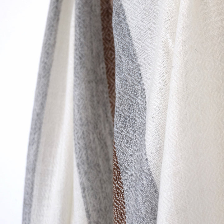 Lightweight Cashmere Scarf, Brown Gray & White