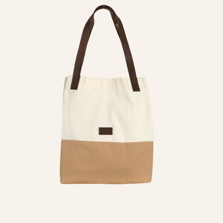 Block Tote Bag, Beige