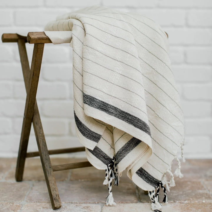Cotton-Linen Bath/Beach Towel, Bold Sides