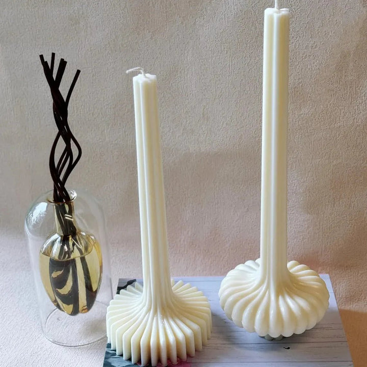 Soy Wax Sculptural Pillar Candle, Beautifully Fluted