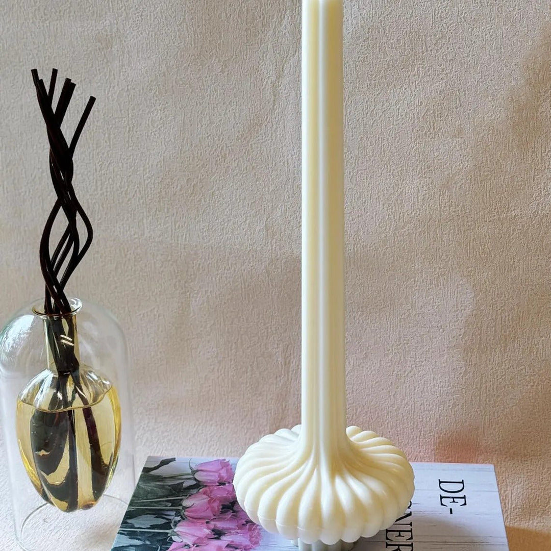 Soy Wax Sculptural Pillar Candle, Beautifully Fluted