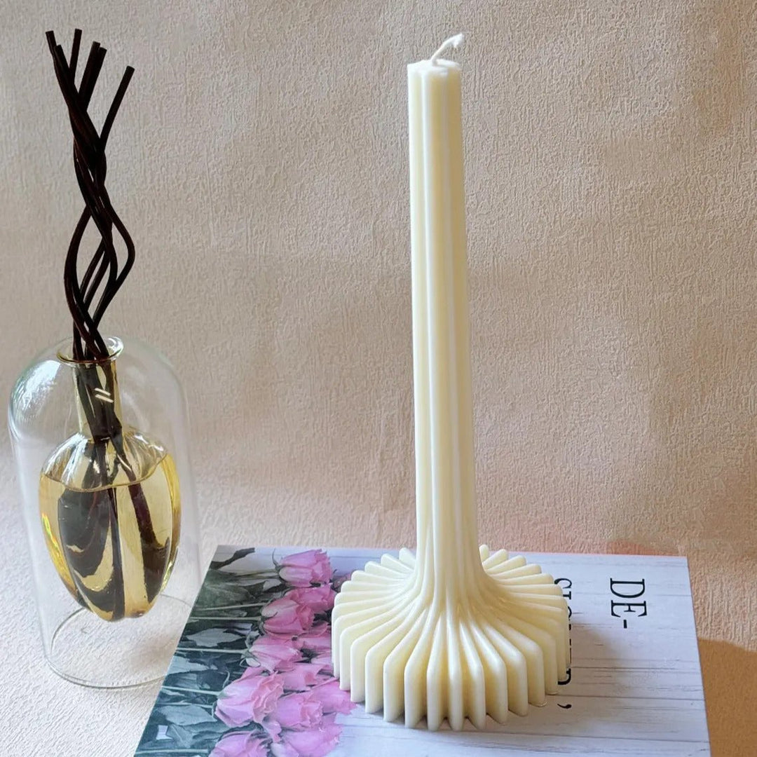 Soy Wax Sculptural Pillar Candle, Beautifully Fluted