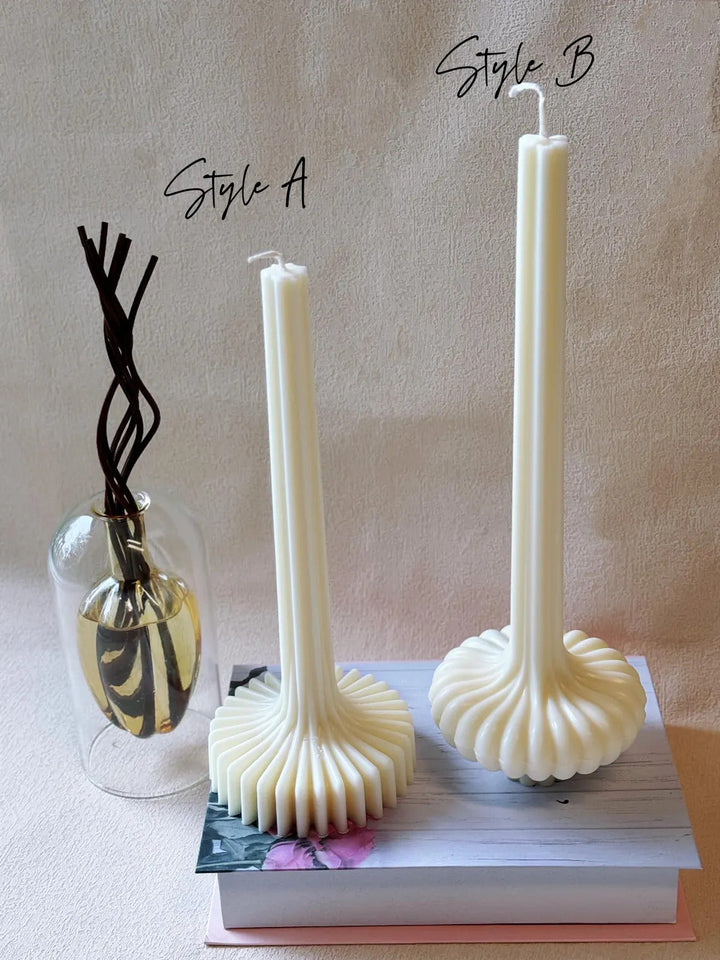 Soy Wax Sculptural Pillar Candle, Beautifully Fluted