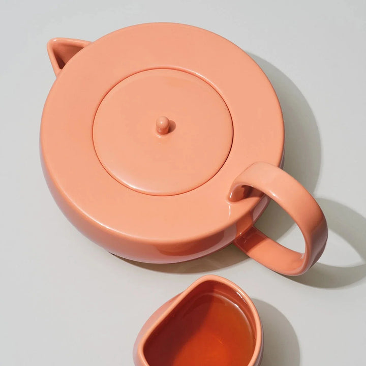 Hand-Glazed Sculptural Large Teapot, White or Coral