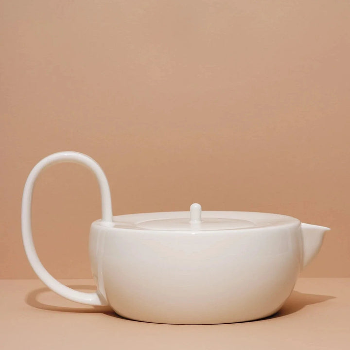 Hand-Glazed Sculptural Large Teapot, White or Coral