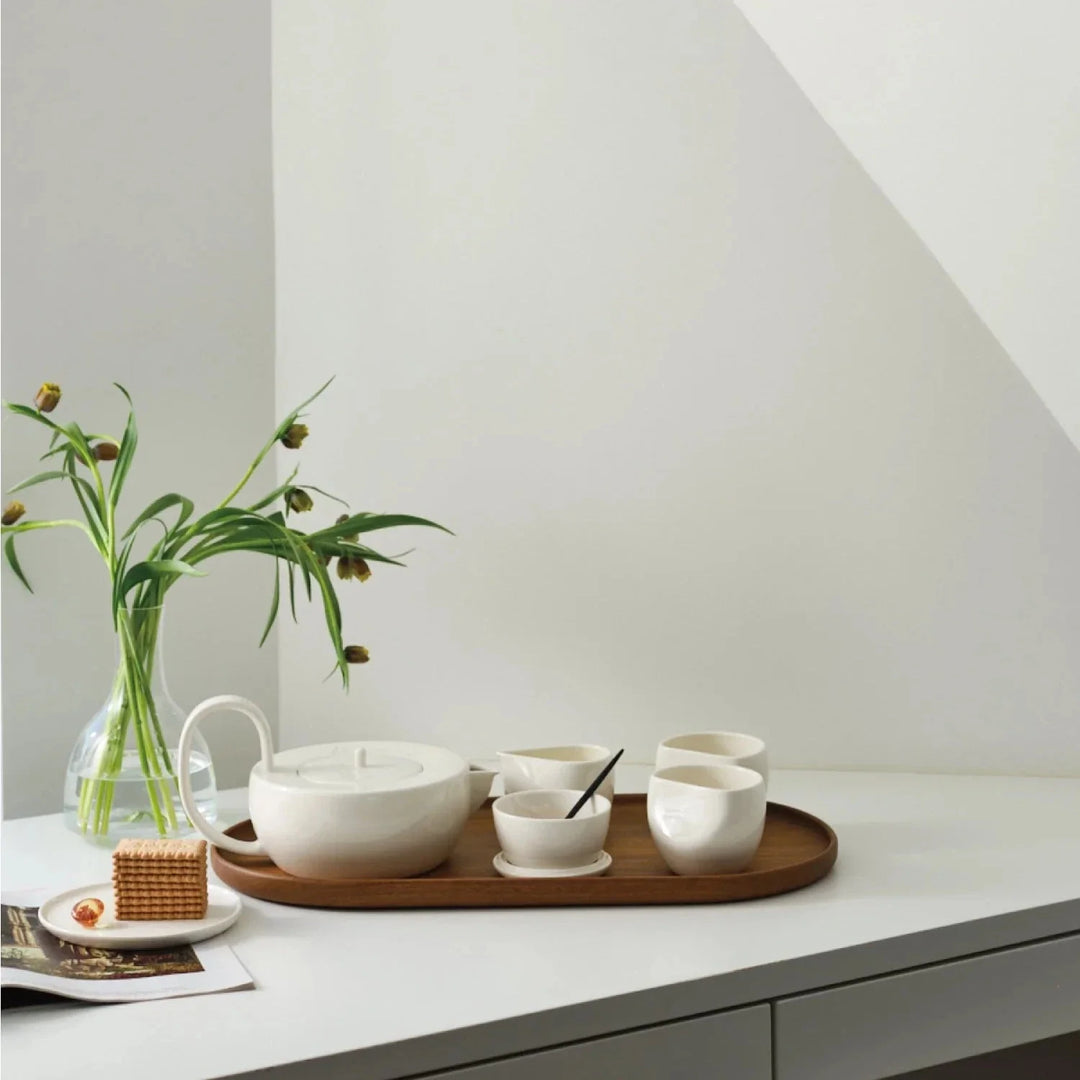 Hand-Glazed Sculptural Large Teapot, White or Coral