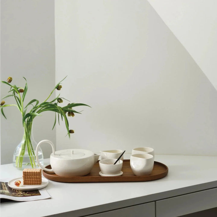 Hand-Glazed Sculptural Large Teapot, White or Coral