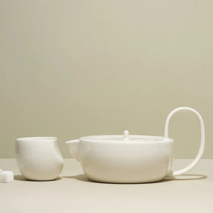 Hand-Glazed Sculptural Large Teapot, White or Coral