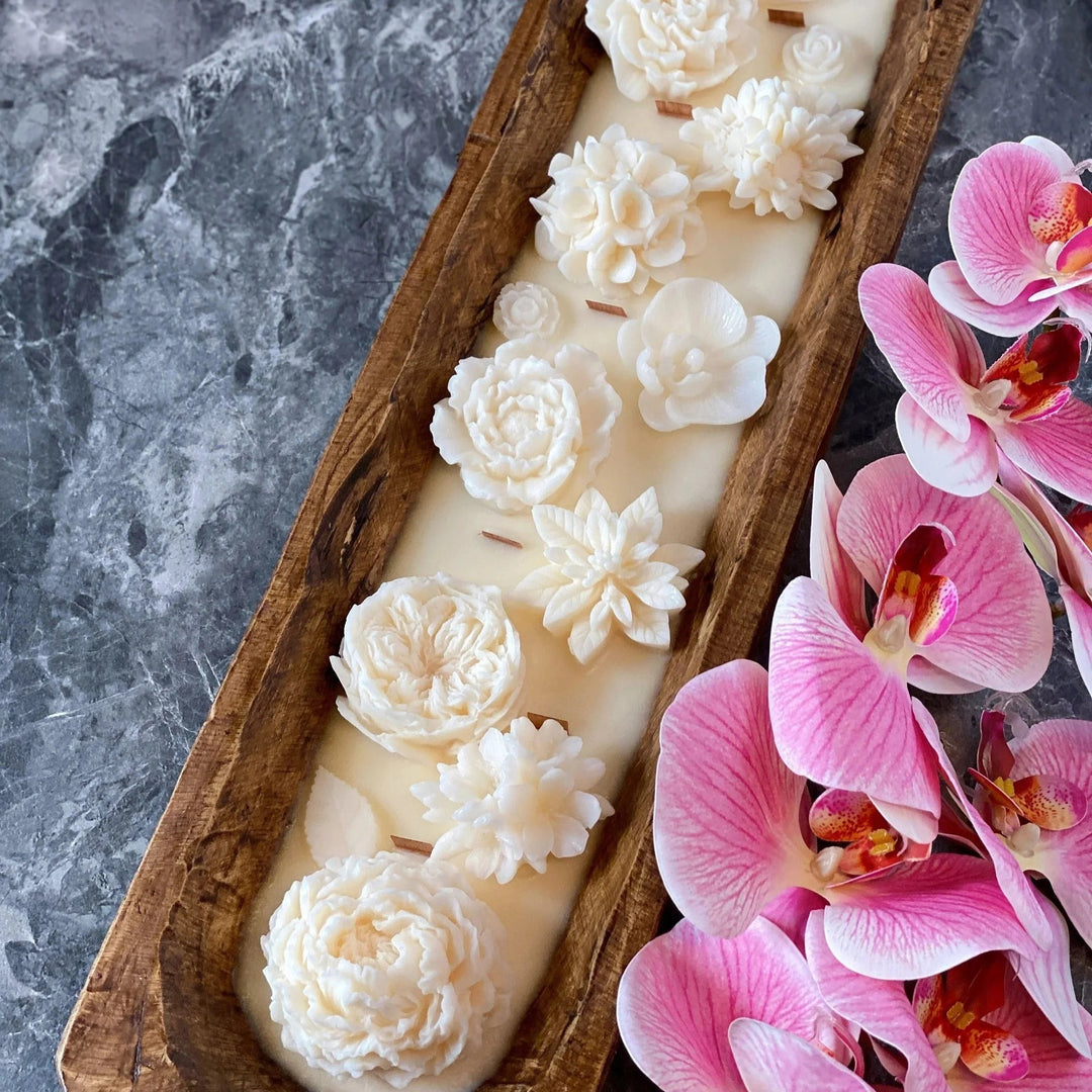 Scented Candle in a Dough Bowl, Long Garden of Flowers