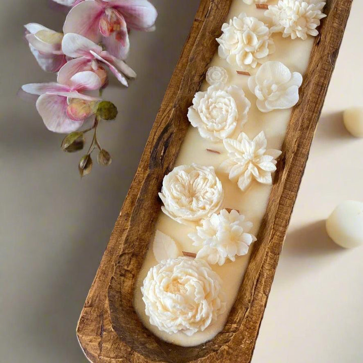 Scented Candle in a Dough Bowl, Long Garden of Flowers