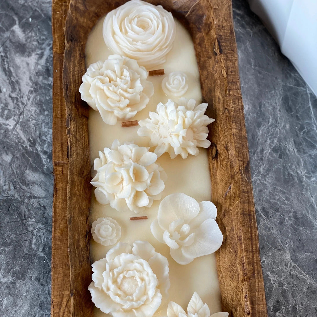 Scented Candle in a Dough Bowl, Long Garden of Flowers