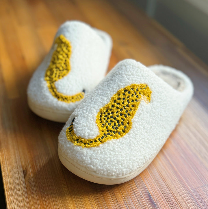 Plush Closed-Toe Slippers, Cool Cheetah