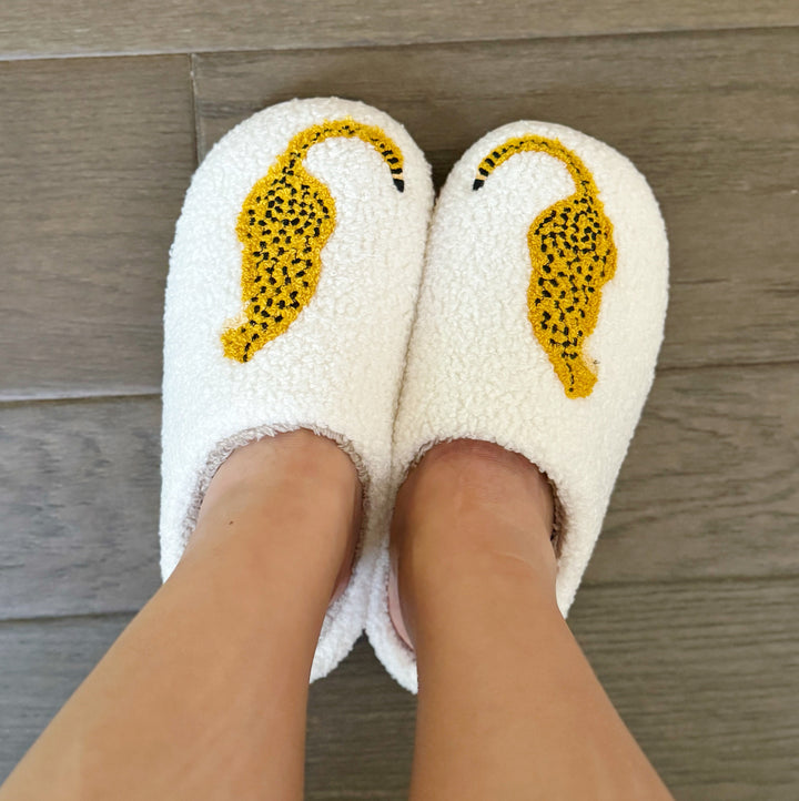 Plush Closed-Toe Slippers, Cool Cheetah