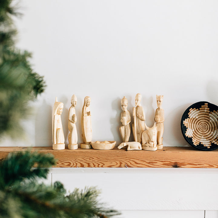 Hand Carved Nativity Set, Wood