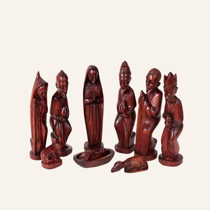 Hand Carved Nativity Set, Wood