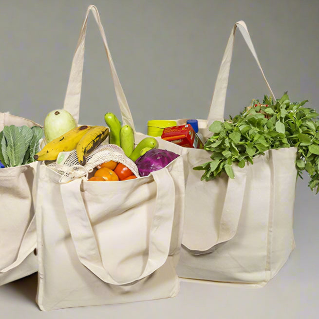 Canvas Shopping Tote Bag, 6 Internal Sleeves