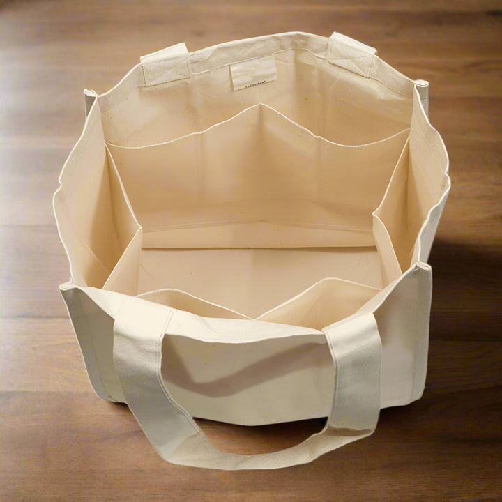 Canvas Shopping Tote Bag, 6 Internal Sleeves