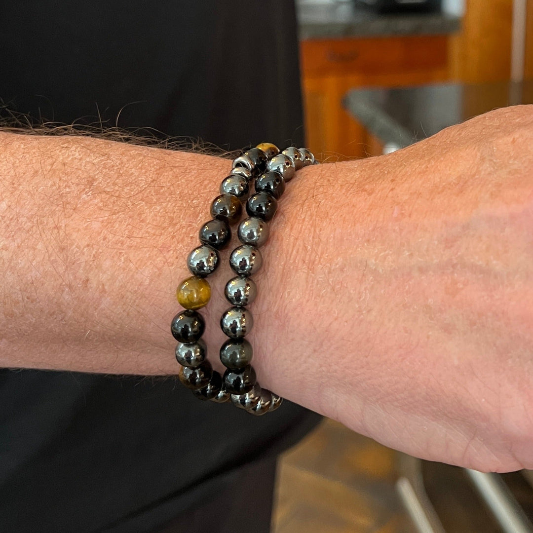 Wristband, Hematite and Black Obsidian