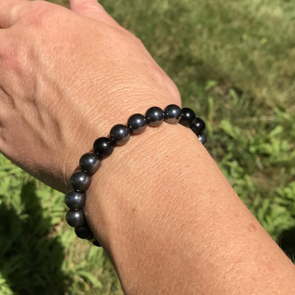 Wristband, Hematite and Black Obsidian