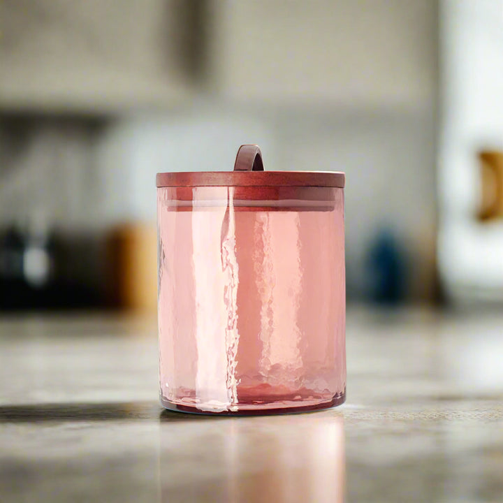 Handcrafted Glass Small Canister, Blush