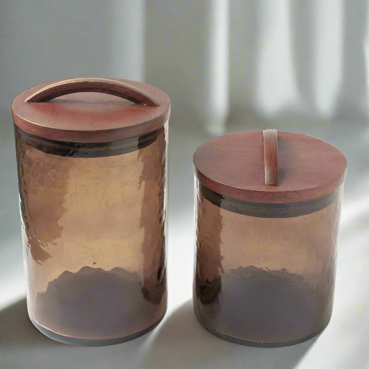 Handcrafted Glass Large Canister, Smoke