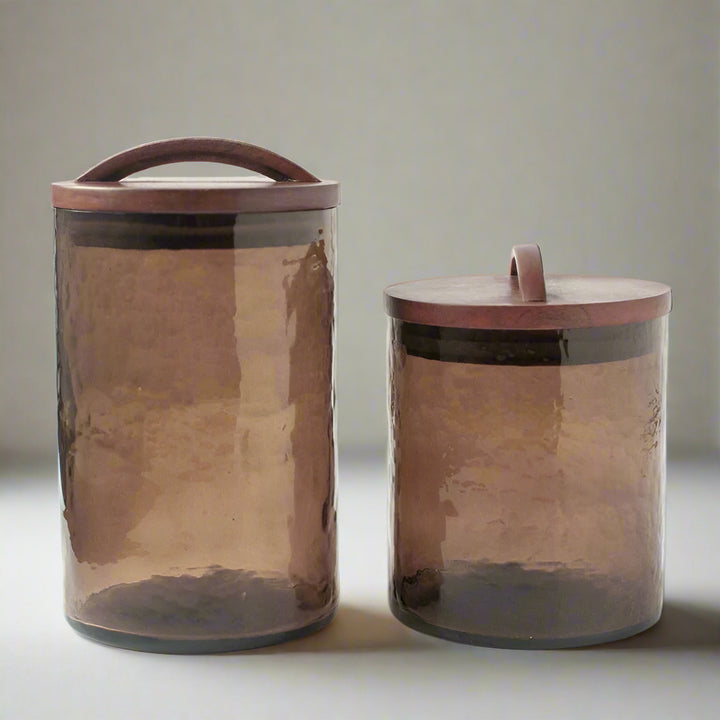 Handcrafted Glass Large Canister, Smoke
