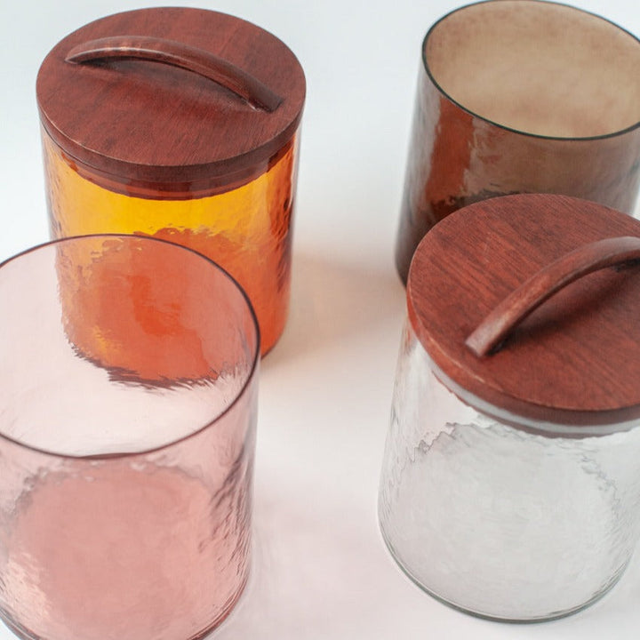 Handcrafted Glass Small Canister, Blush