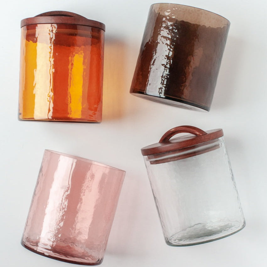 Handcrafted Glass Small Canister, Blush