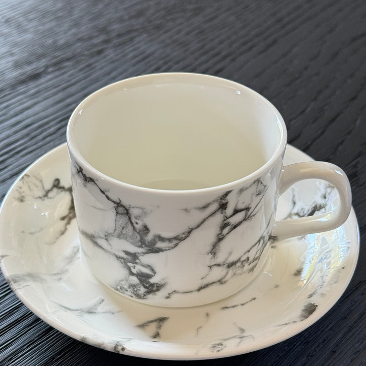 Ceramic Little Cup & Saucer 2 Piece Set, Marble Effect