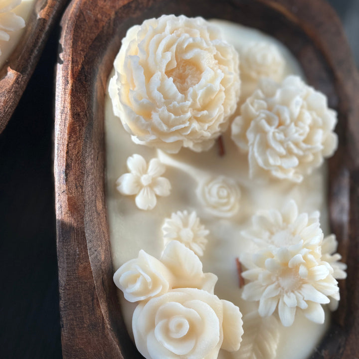 Scented Candle in a Dough Bowl, Garden of Flowers