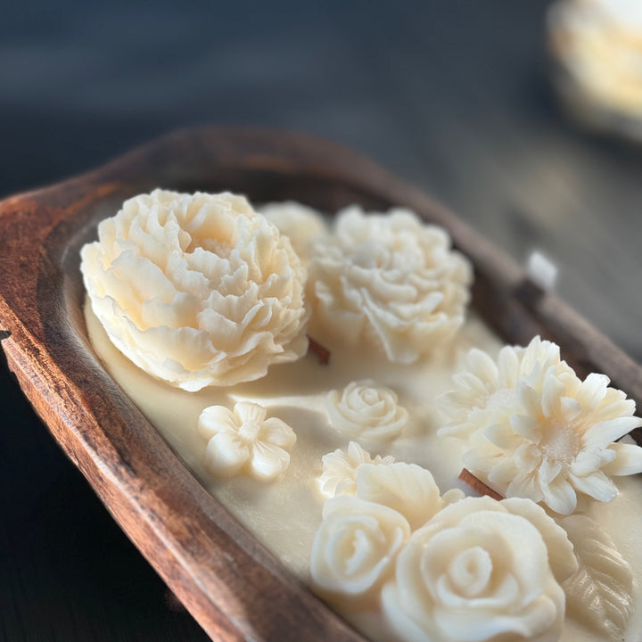 Scented Candle in a Dough Bowl, Garden of Flowers