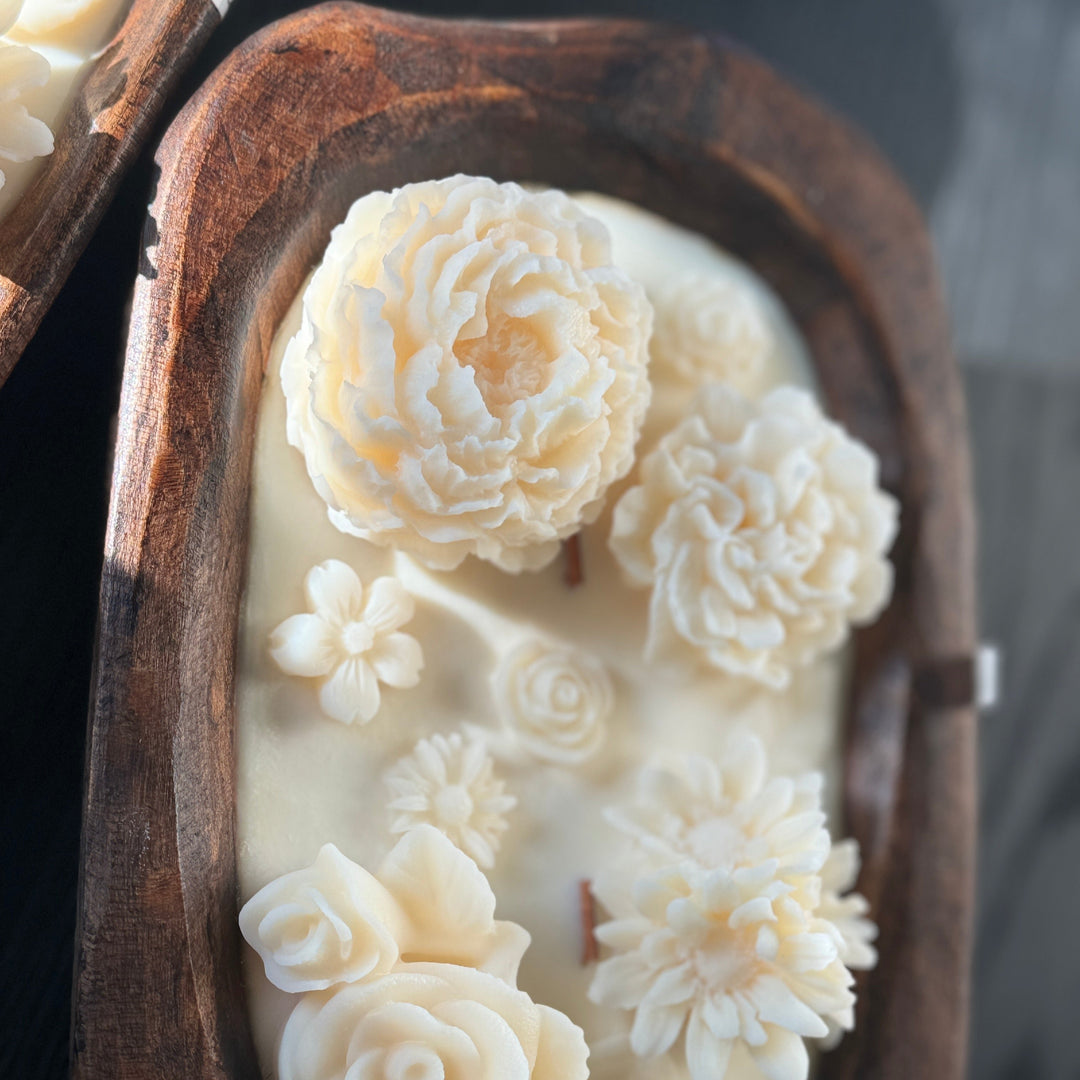 Scented Candle in a Dough Bowl, Garden of Flowers