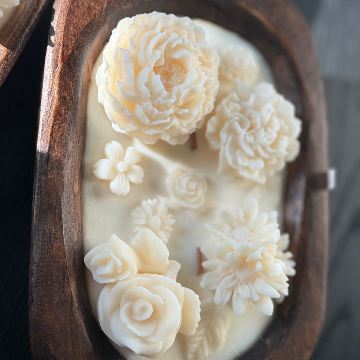 Scented Candle in a Dough Bowl, Garden of Flowers