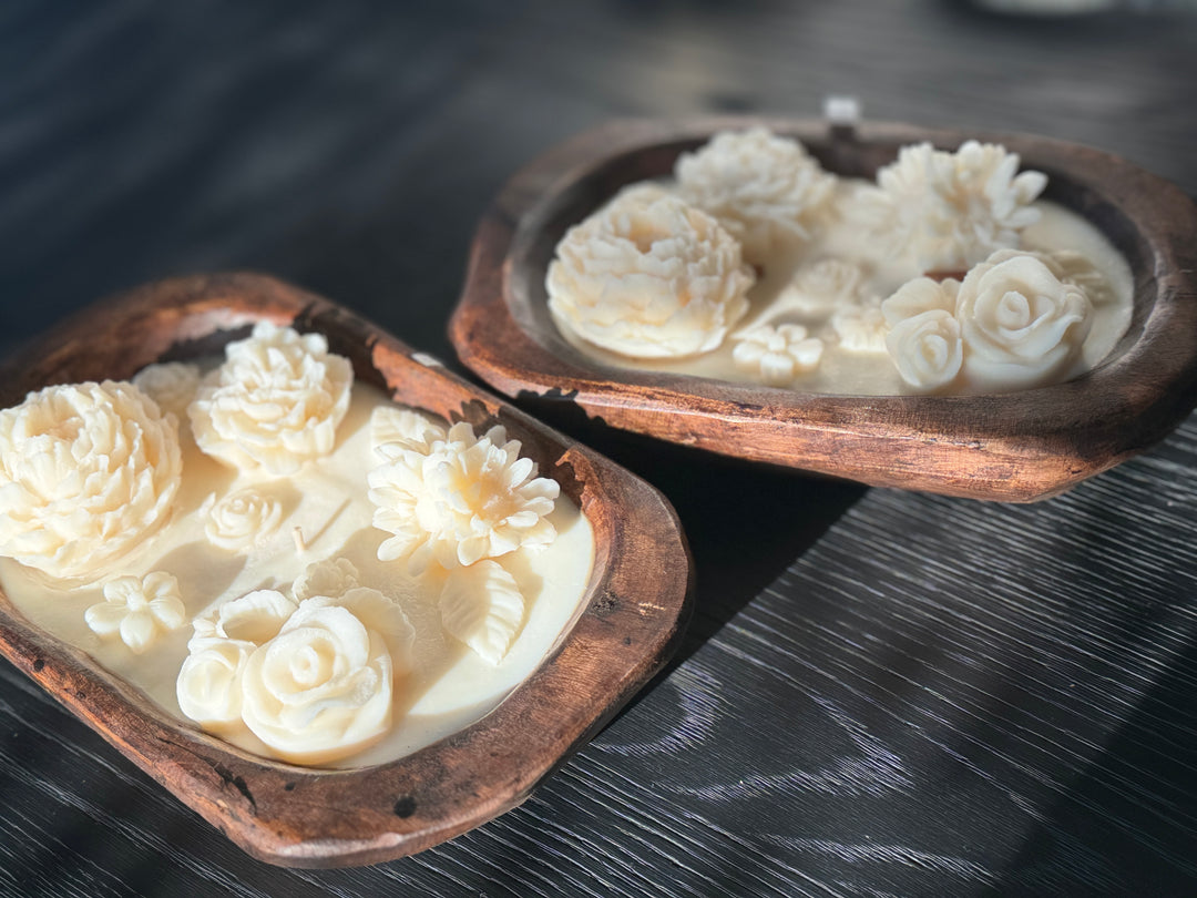 Scented Candle in a Dough Bowl, Garden of Flowers