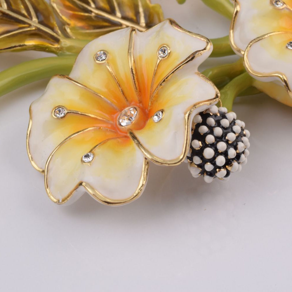 Butterfly on Flowers Crystal Trinket Box, 24k Gold Plated