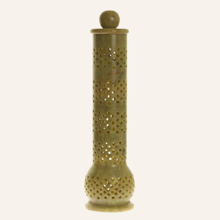 Handmade Soapstone Incense Burner Tower, Natural