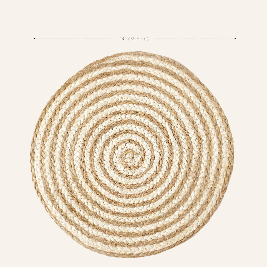 Handwoven Spiral Placemats, Natural & White (Set of 4)