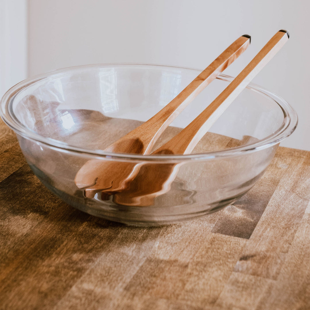 Salad Servers, Wood with Horned Tips