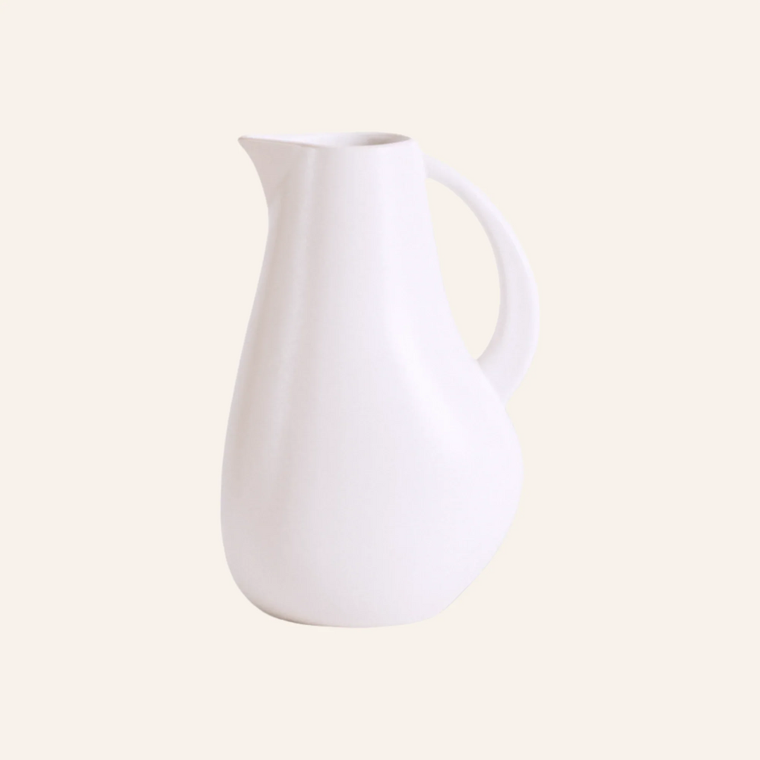 Handmade Stoneware Pitcher, White or Black