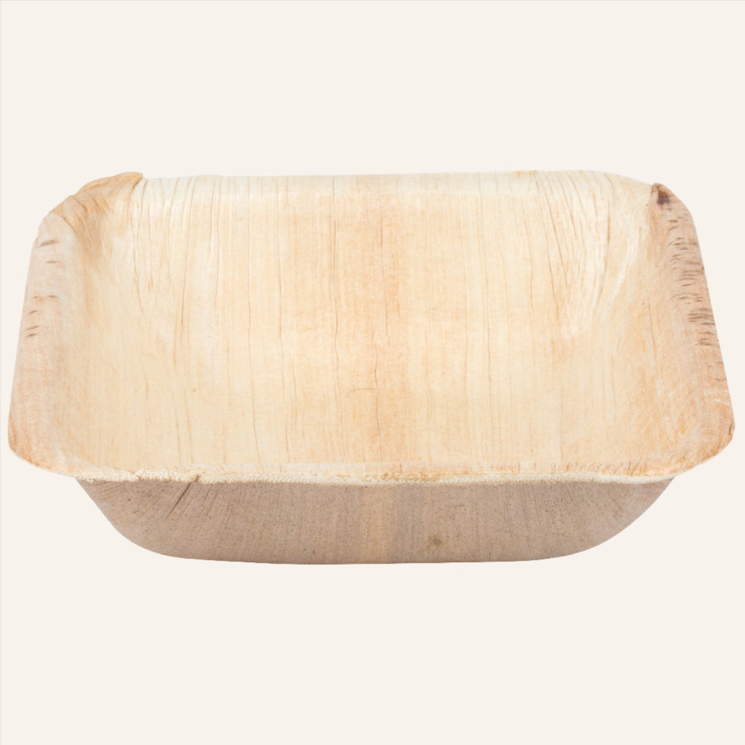 Disposable Palm Leaf Square Bowls Set, 3oz Mini