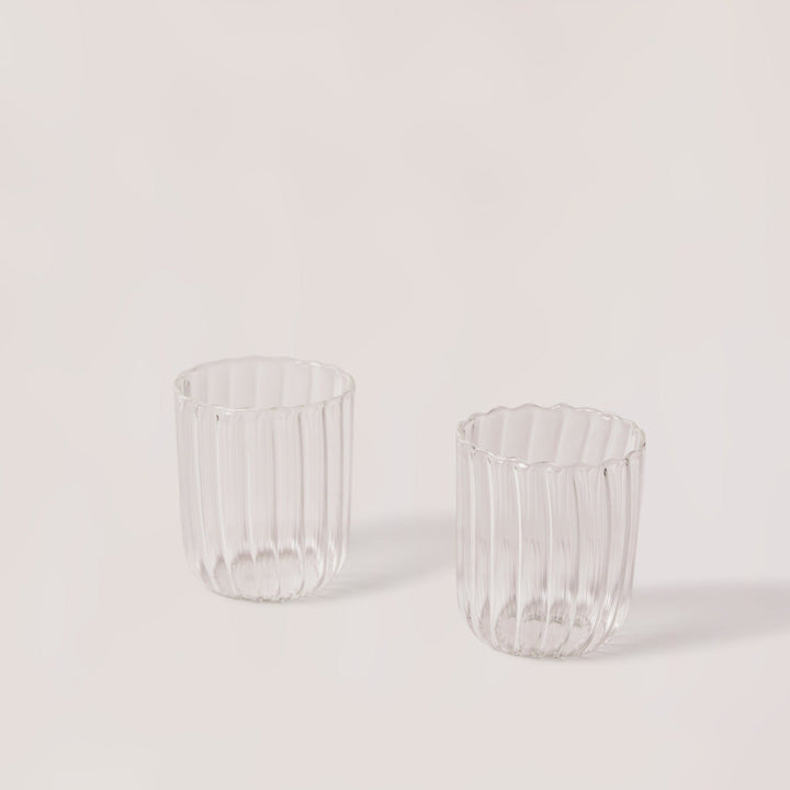 Ribbed Glass Short Tumblers, Set of 4