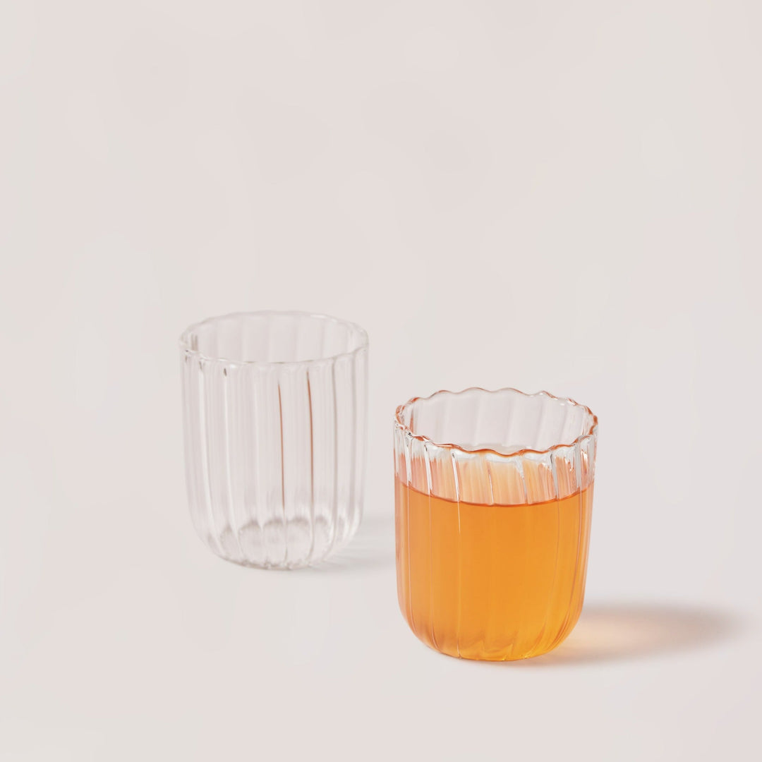 Ribbed Glass Short Tumblers, Set of 4